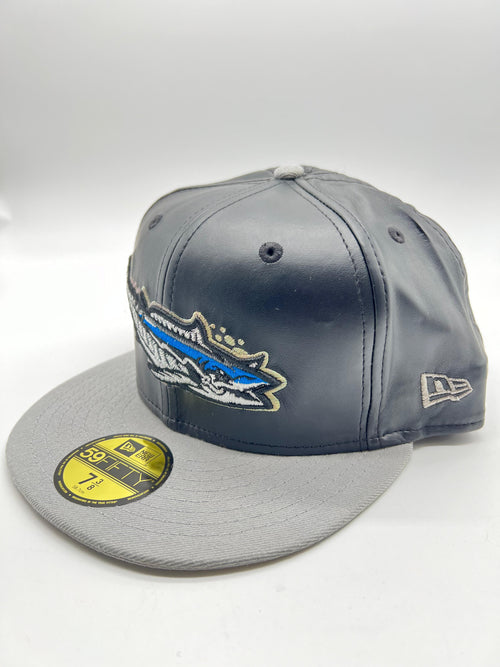 New Era 59fifty Pensacola Blue Wahoos Whale Black Leather Fitted Hat Unisex Style : Hhh-77225055