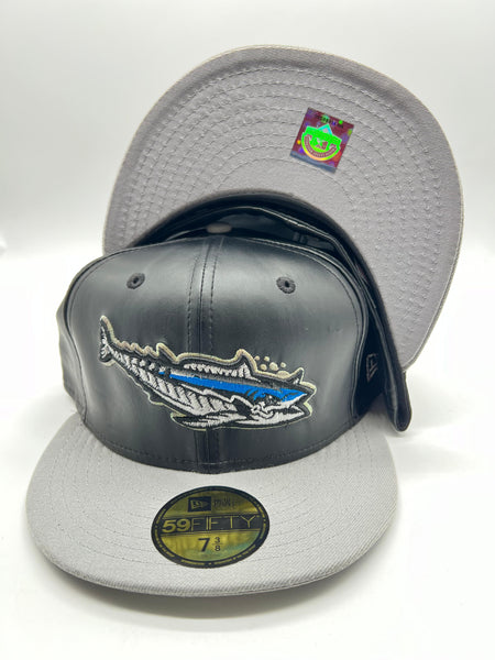 New Era 59fifty Pensacola Blue Wahoos Whale Black Leather Fitted Hat Unisex Style : Hhh-77225055