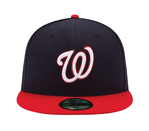 New Era 59fifty Washington Nationals Basic Logo Navy/red Fitted Hat Unisex Style : Hhh-33202852