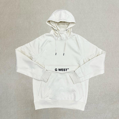 G WEST MENS KANGARO POCKET PREMIUM  HOODIE- CLOUD CREAM