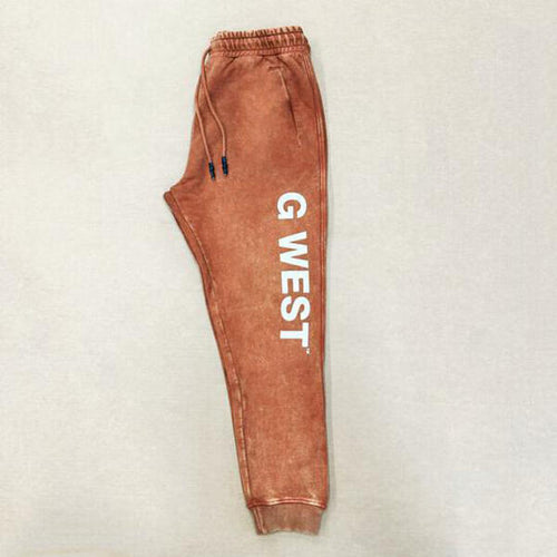 G WEST MENS ENCRYPTED ACID WASH JOGGER - BURNT ORANGE