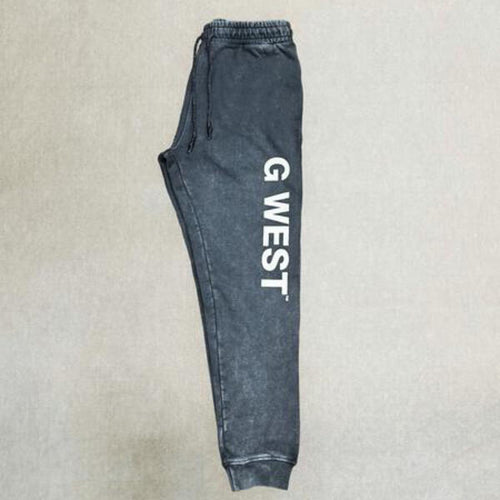 G WEST MENS ENCRYPTED ACID WASH JOGGER- CHARCOAL GREY