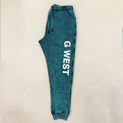 G WEST MENS ENCRYPTED ACID WASH JOGGER - DARK GREEN