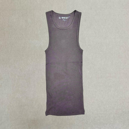 G WEST MENS GYM TANKS - BROWN