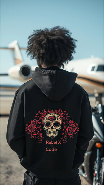 Rebel X Code Royal Skull Blossom Hoodie Mens Style : RXCHDBG004