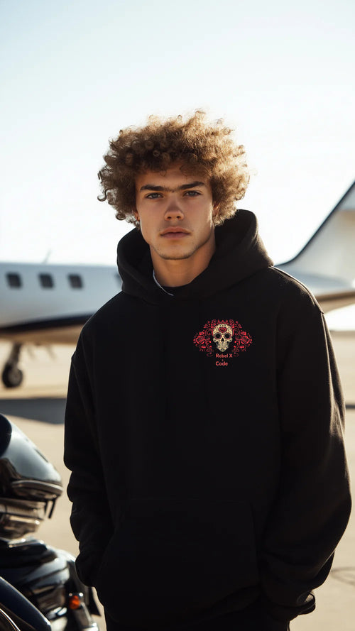 Rebel X Code Royal Skull Blossom Hoodie Mens Style : RXCHDBG004