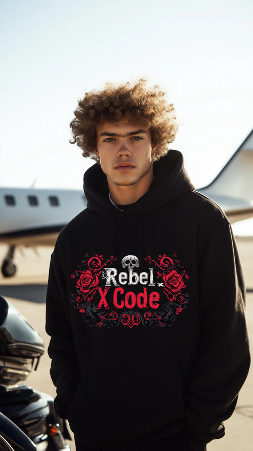 Rebel X Code Gothic Red Roses Hoodie Mens Style : RXCHDBG005