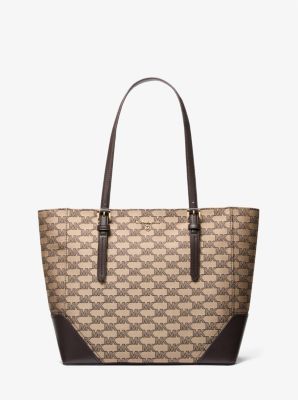 Aria Signature Logo Jacquard Large Tote Bag - Chocolate