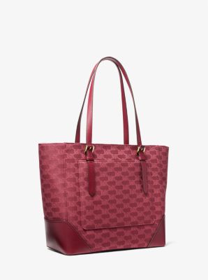 Aria Signature Logo Jacquard Large Tote Bag - Mulberry