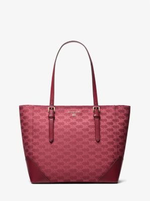 Aria Signature Logo Jacquard Large Tote Bag - Mulberry