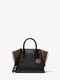 Avril Leather & Cheetah Print Calf Hair Small Satchel - Black