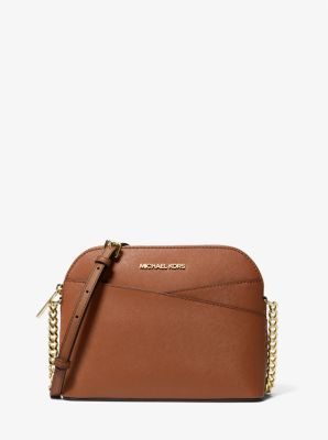 Jet Set Travel Saffiano Leather Dome Medium Crossbody - Luggage