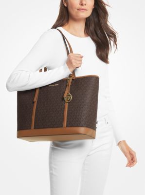 Jet Set Logo Large Tote Bag - Brown