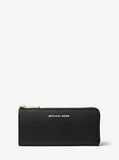 Jet Set Travel Saffiano Leather Quarter Zip Large Wallet - Black