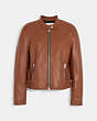 Leather Racer Jacket - Saddle