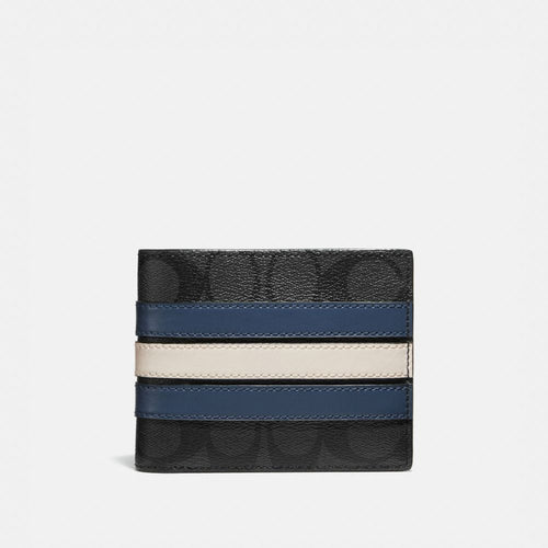 MENS 3 In 1 Wallet In Signature Canvas With Varsity Stripe